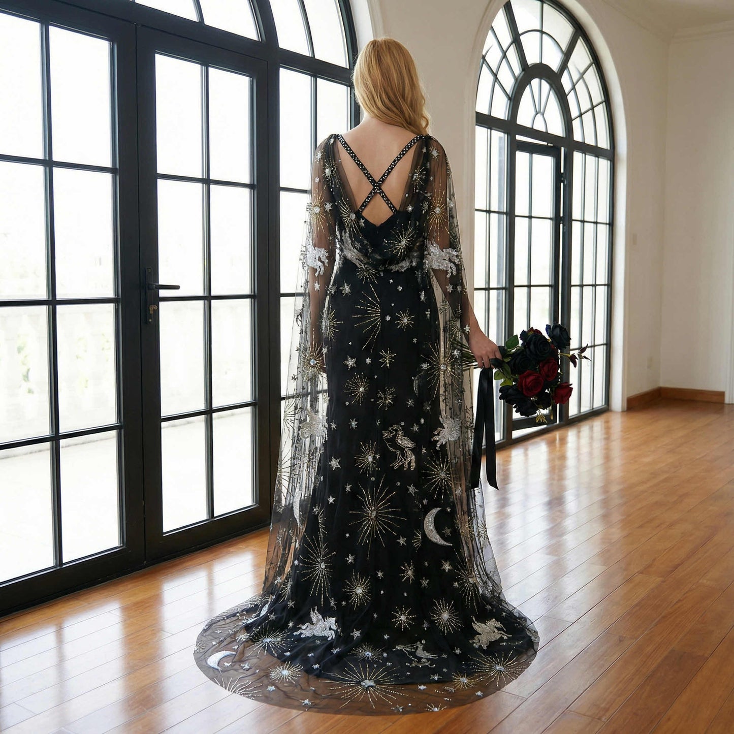 Celestial Black Veil Pegasus Sequin Nicola Xu Atelier | NC02