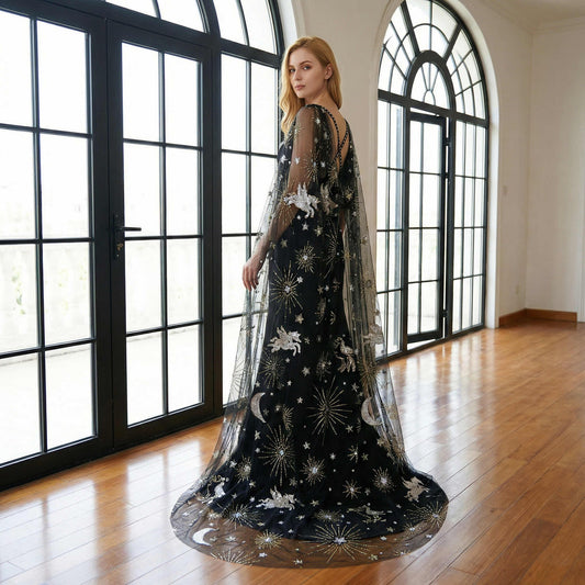 Celestial Black Veil Pegasus Sequin Nicola Xu Atelier | NC02
