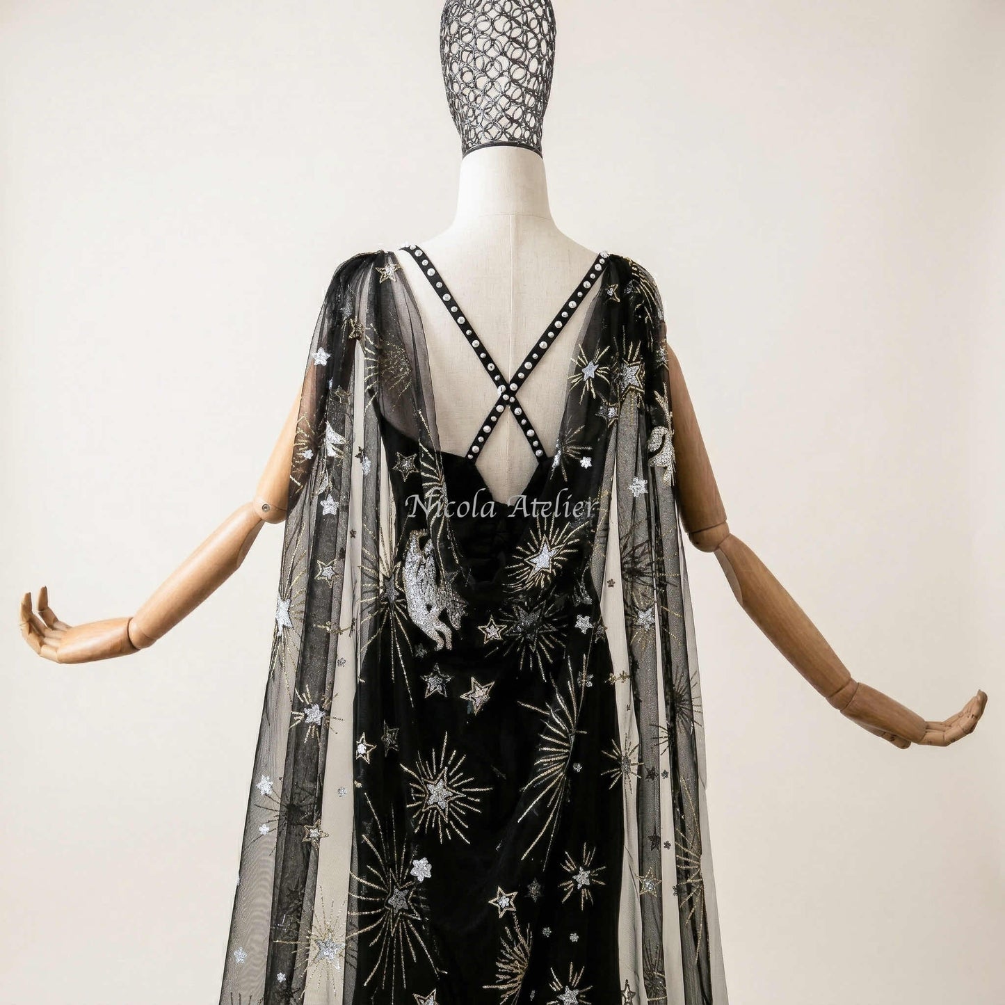Celestial Black Veil Pegasus Sequin Nicola Xu Atelier | NC02